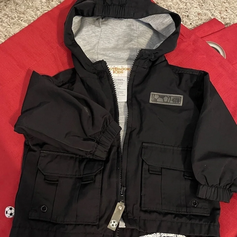 Vintage~Y2K Outbreak Kids Soccer Theme Hooded Jacket Size 12months